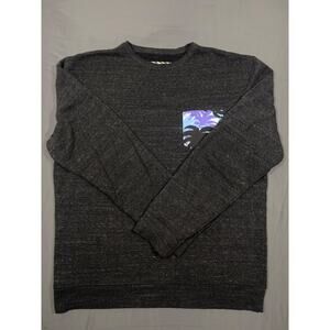 Vans Sweatshirt Mens Large Black Crewneck Pocket Graphic Pullover